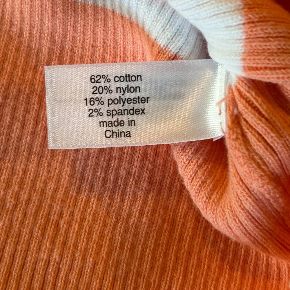Lane Bryant Striped Sweater Top Women 18/20 Orange White Ribbed Short Sleeve NEW